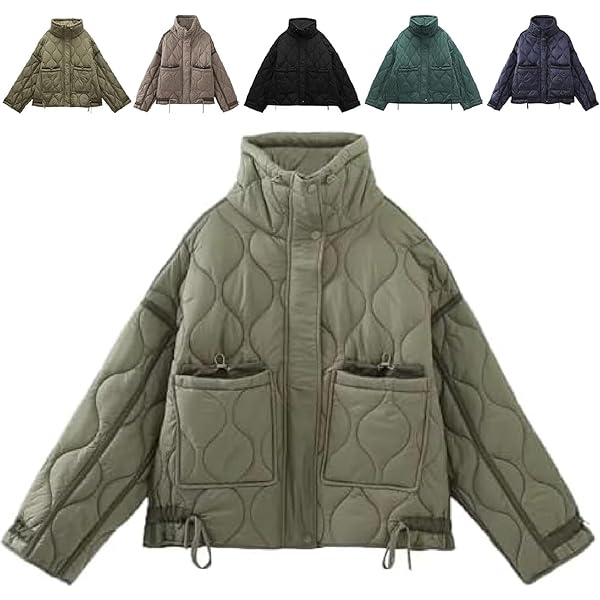 ジャケット・アウター OVY Stand Collar Padded Coat L Perbai Womens Oversized Quilted Puffer Jacket Stand Collar